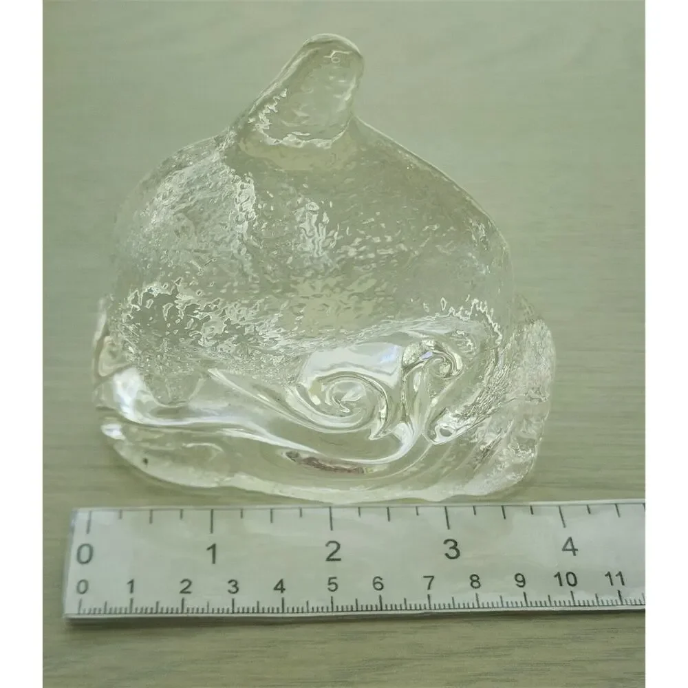 Candle Holder-Tea Light-Glass-Partylite-Dolphin Jumping Over Wave-Clear Glass - Picture 8 of 8